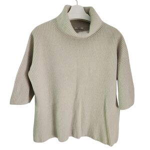 Peserico Luxury Wool‑Silk‑Cashmere 3/4‑Sleeve Turtleneck Sweater (IT 48 / L)